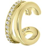 Zilveren goldplated earcuff dubbel zirkonia