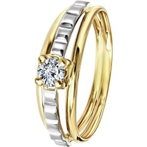 9 Karaat bicolor ring met zirkonia