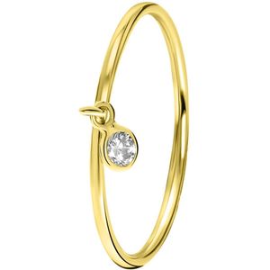 14 karaat geelgouden ring bedeltje wit zirkonia