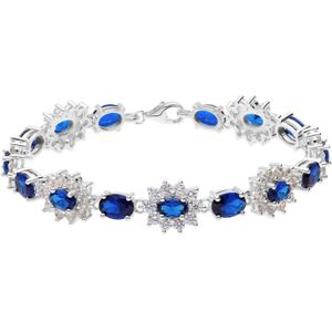 Zilveren armband blauwe zirkonia