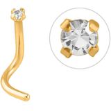 Stalen neuspiercing goldplated met zirkonia