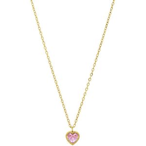 Stalen goldplated ketting vintage roze hart