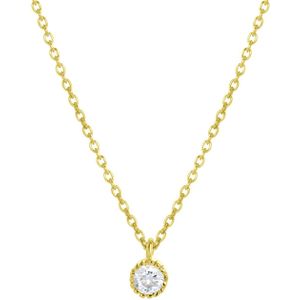 Zilveren ketting & hanger goldplated geboortesteen