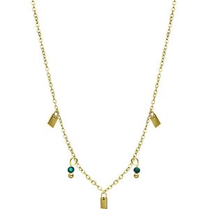 Stalen goldplated ketting met blue lace agaat