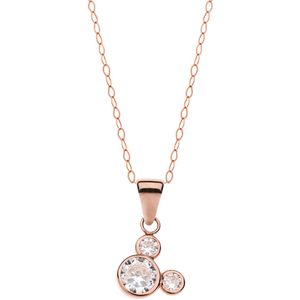 Disney zilveren roséplated kinderketting met hanger voor Minnie Mouse met kristal