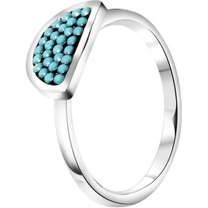Gerecycled stalen ring half rond turquoise kristal