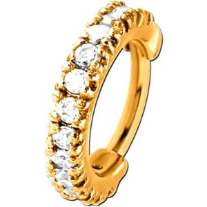 Stalen traguspiercing goldplated clicker zirkonia