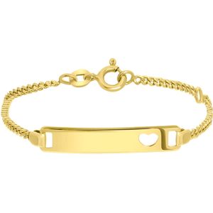 Lucardi Meisjes Armbandje met hanger met plating - Hart - Cadeau - Echt Zilver - Goudkleurig