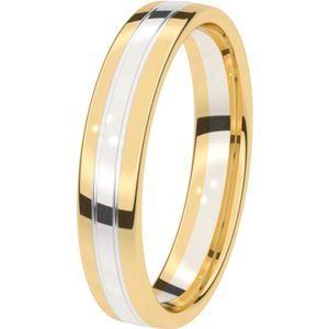 9K bicolor trouwring Heren 4,5mm IJsbloem