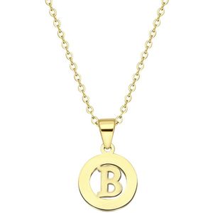 Stalen goldplated ketting met letter - B