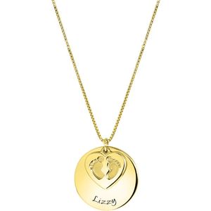Zilveren goldplated naamketting babyvoetjes voor dames