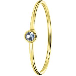 14 karaat geelgouden ring licht blauwe zirkonia
