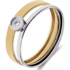 14 Karaat bicolor gouden ring met zirkonia