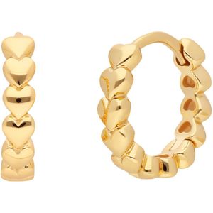 Zilveren oorringen met hartjes goldplated