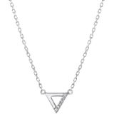 Zilveren ketting & hanger driehoek met zirkonia