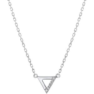 Zilveren ketting & hanger driehoek met zirkonia