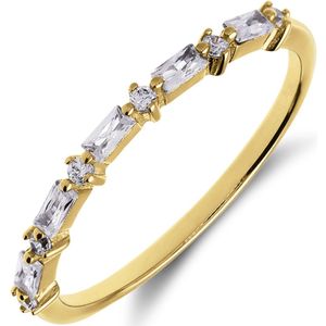 Zilveren goldplated ring baguette