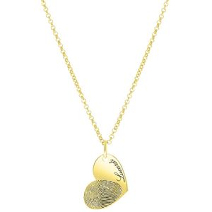 Zilveren ketting gold hart vingerafdruk & amp;gravering