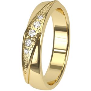 9K gele trouwring met diamant 4mm Cyclaam