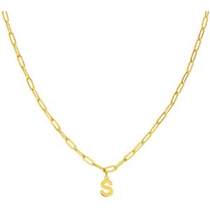 Stalen goldplated ketting closed forever letter S