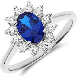 Zilveren ring met blauwe zirkonia