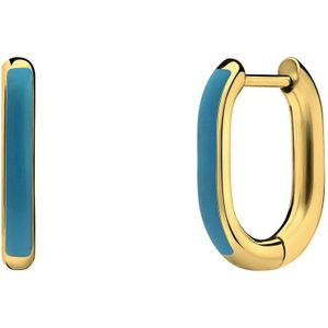 Stalen goldplated oorbellen met turquoise emaille