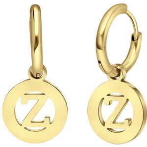 Stalen goldplated oorbellen met letter - Z