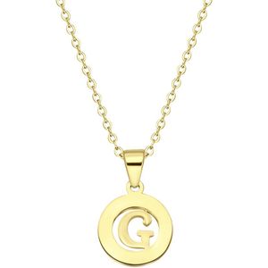 Stalen goldplated ketting met letter - G