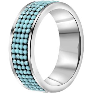 Gerecycled stalen ring turquoise kristal