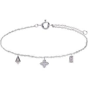 Zilveren armband met hangers baguette