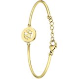 Stalen goldplated armband met letter - W