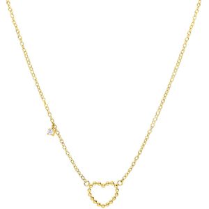 Myla stalen goldplated ketting met open hart bol voor dames