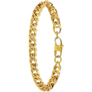 Stalen goldplated armband met gourmetschakel