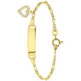 Zilveren goldplated kinderarmband hart witte zirkonia