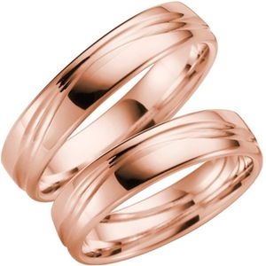 14 Karaat rose gouden trouwring Dahlia Dames H133R