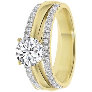 Zilveren 18 karaat goldplated ring met zirkonia