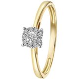 14 Karaat geelgouden ring met 10 diamanten 0,08ct