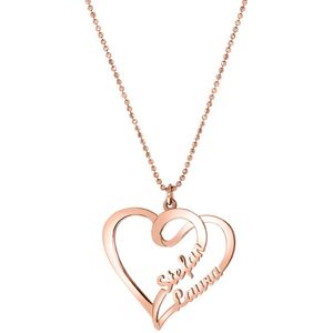 Zilveren naamketting rose sierhart