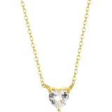 Zilveren goldplated ketting Love month stones hart