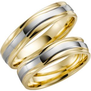 14 K bicolour trouwring geel/wit Daisy Dames H40