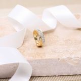 Lucardi Dames Ring met 18 diamanten 0,08ct - Ring - Cadeau - 14 Karaat Goud - Geelgoud