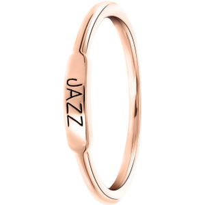 Zilveren ring roseplated bar zwarte gravering