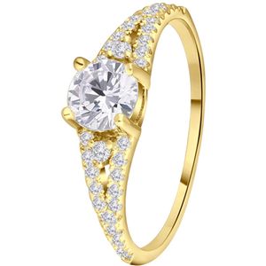 Zilveren goldplated ring met zirkonia