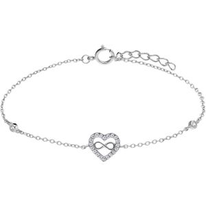 Zilveren armband met hanger hart infinity zirkonia
