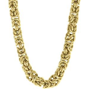 Lucardi Heren Ketting met koningsschakel - Staal - Ketting - Cadeau - 50 cm - Goudkleurig