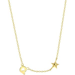 Zilveren goldplated ketting letter/stardust