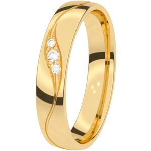 9K gele trouwing diamant 4mm Mimosa