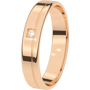 9K rose trouwring met diamant 4mm Sering