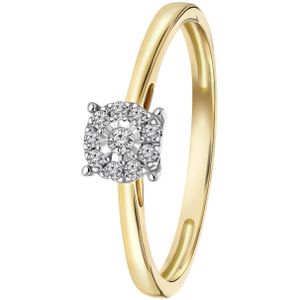 18 Karaat geelgouden ring met diamant 0,08ct