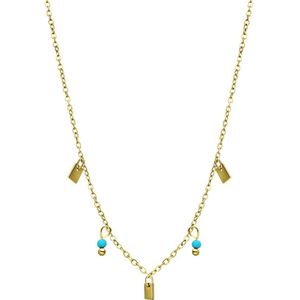 Stalen goldplated ketting met turquoise